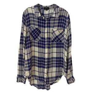 Blue, White & Baby Pink Flannel Button Up Shirt